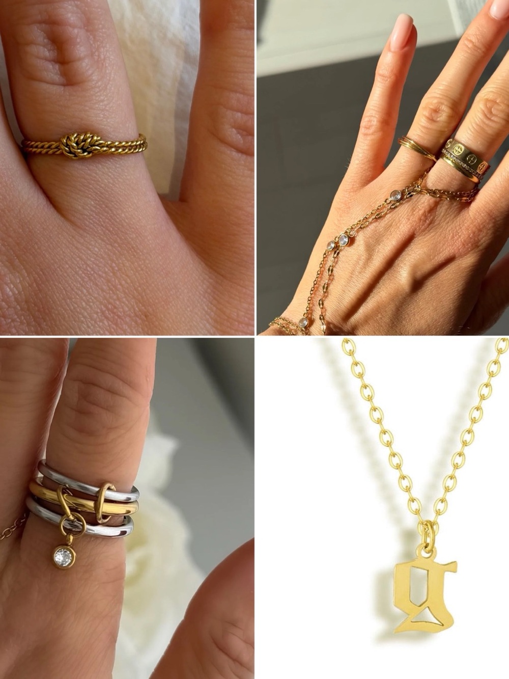 Evry Jewels Rings and Necklace Bundle (4 items)